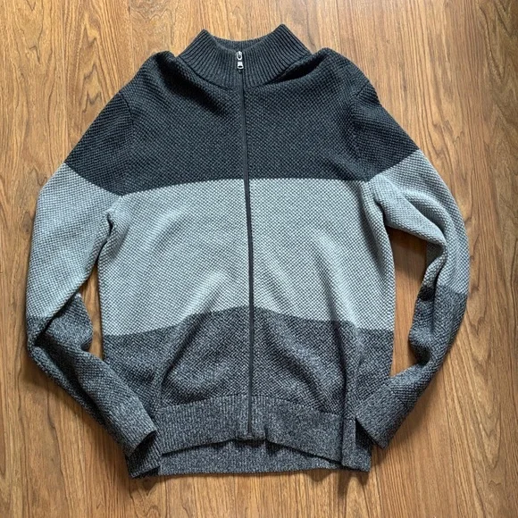 Banana Republic Men's Zip-Front Colorblock Sweater Jacket - Gray/Black