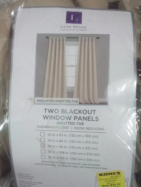Two Blackout Window Panels NWT $232.99 Brushed Microfiber Pair 95