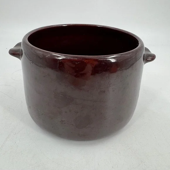 Vintage West Bend‎ USA Brown Glazed Stoneware Bean Pot Kitchen Cooking Crock
