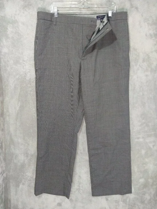 Banana Republic Dress Pants Mens 38x32 Gray Striped Wool Classic Fit Flat Front