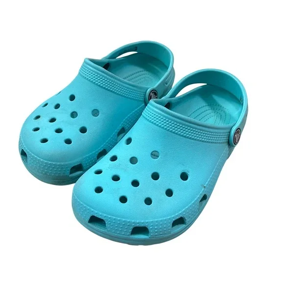 Crocs Toddler Kid Size J2 Girl Boy Classic Clogs Slip-On Blue Pool Hiking Sandal