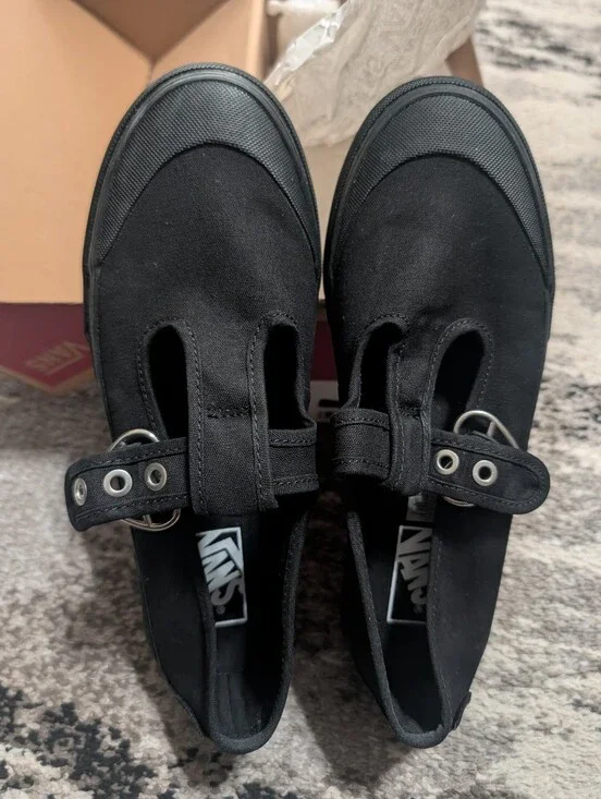 Vans Black Canvas Mary Jane Strap Shoes Style 93