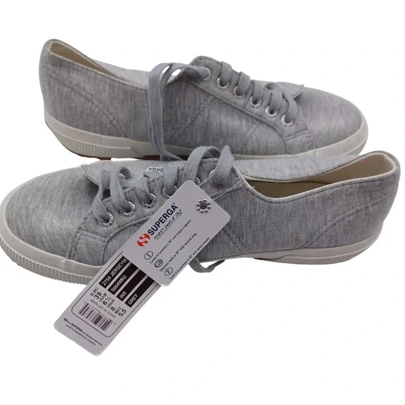 Superga 2750 Jersey Sneaker Womens 8 Grey New‎ Low Top Lace Up Casual Shoes
