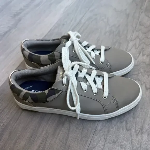 Sperry Charter Taupe Camo Lace Up Sneakers Womens Size 7.5 M Low Top Athleisure