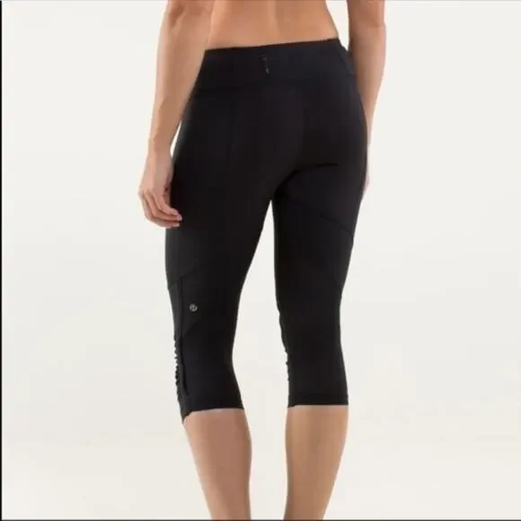 Lululemon Run For Your Life Black Crop Leggings Size 8