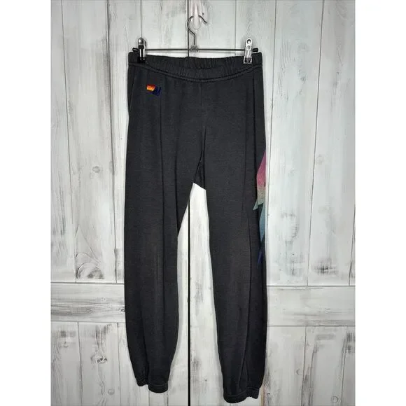 AVIATOR NATION BLUE OMBRE FADE BOLT DRAWSTRING‎ JOGGER LOUNGE SWEATPANTS XS
