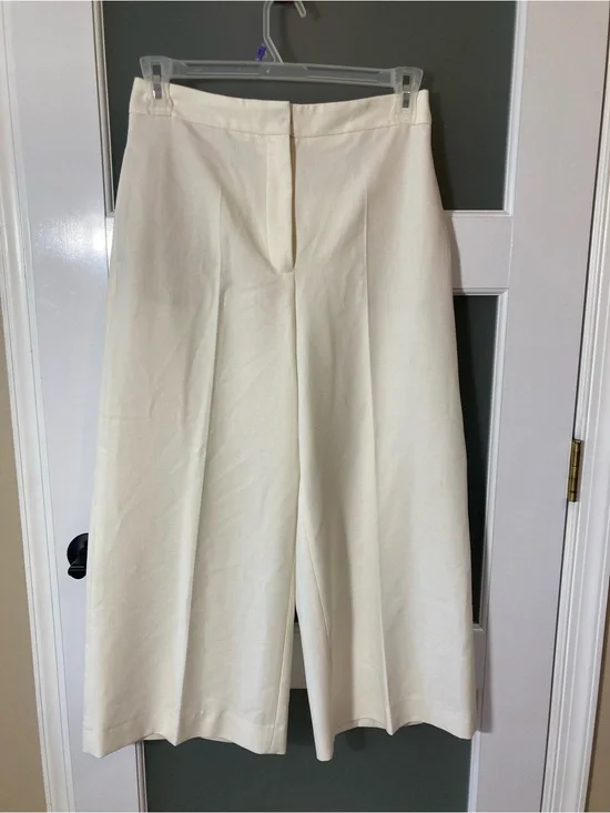 Zara Ecru CROPPED WIDE LEG PANTS - M - Polyester/Elastane Blend - NWT!