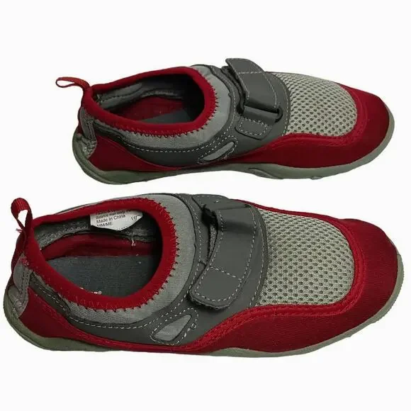 SEAFIT Youth Unisex Slip-On Water Shoes Red Gray Mesh Quick Dry Beach‎ Pool Sz 3