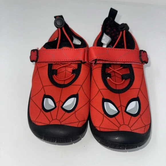 Marvel Spider-Man Kids Size 13 Water Shoes Aqua Socks Slip-On Red Black‎ Web