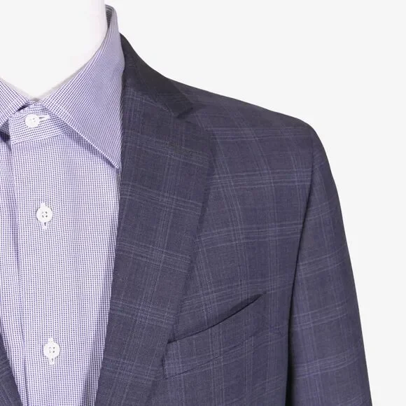 Banana Republic Sport Coat Blazer Mens 42R Tailored Fit Blue Plaid Two Button