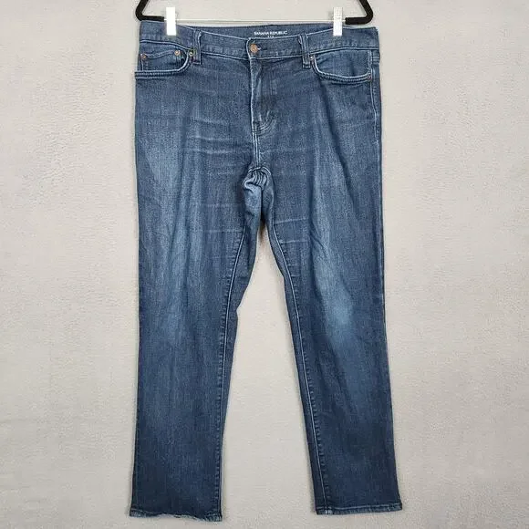 Banana Republic Travel Jean SL Jeans Mens 34x30 Blue Slim Straight Actual 34x29