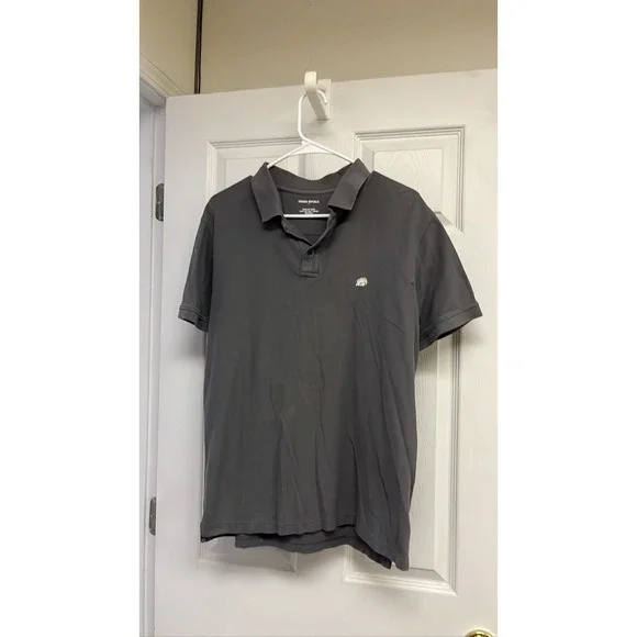 Banana Republic Polo Shirt Mens Large Gray Elephant Logo Cotton SS