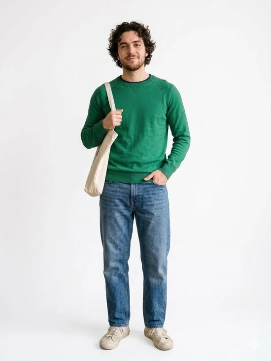 Banana Republic Premium Cotton Cashmere Green Crewneck Sweater Men's M