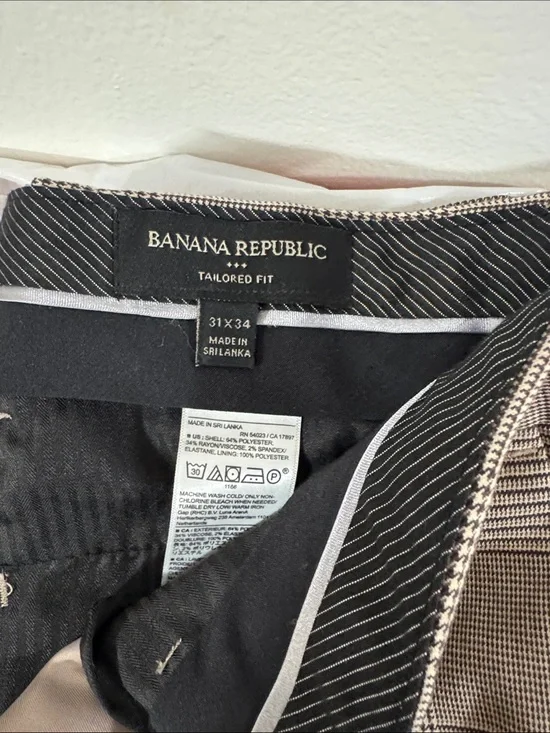 Banana Republic Black & Tan Plaid Tailored Pants