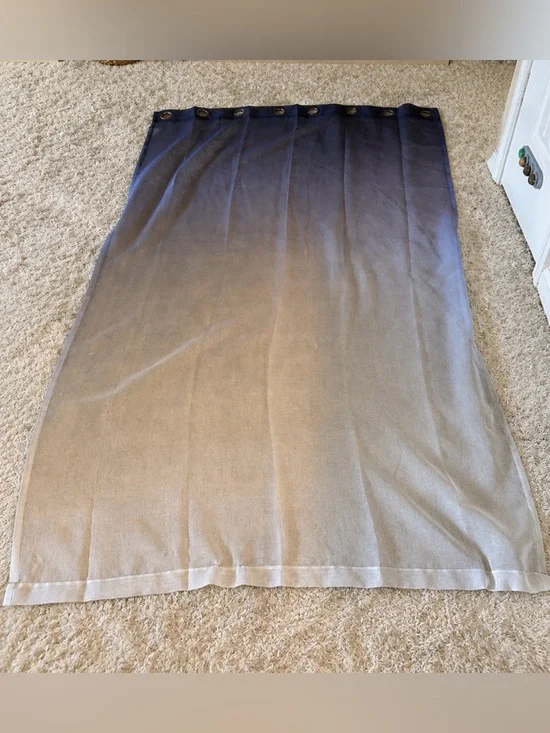Blue Ombre Sheer Window Curtain Panel 53x77 Grommet Top Modern Gradient- 2 pc