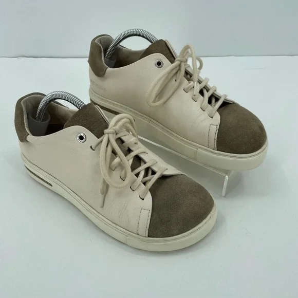 Birkenstock Womens Bend Low Sneaker Size 37 US 6 Eggshell Taupe Leather Nubuck‎