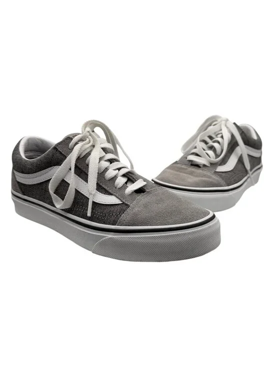 Vans Unisex Low Top Old Skool Gray White Suede Canvas Lace Up Sneakers‎ (5)