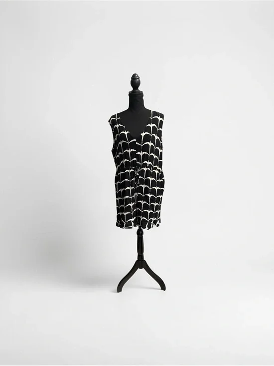 Manaola Black and White Iwa Sleeveless Romper