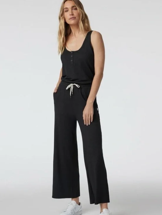 Vuori Black Wide Leg Sleeveless round neck Drawstring “Falls” Jumpsuit M