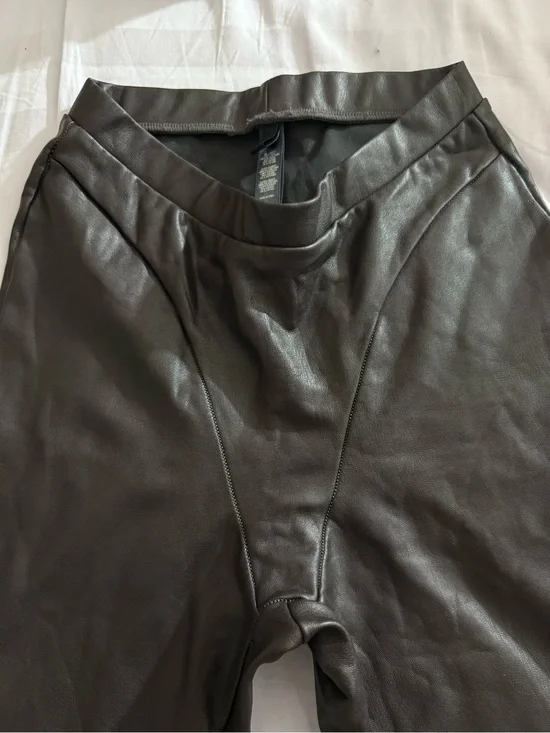 SKIMS Faux Leather High-Waist Pants in Dark Brown