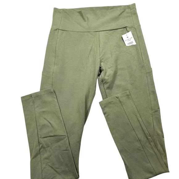 Ambiance High Waist Ankle Leggings Olive Green Cotton Stretch‎ Size Medium NWT