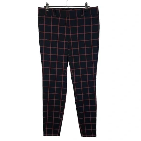 The Limited Ideal Stretch‎ Navy Blue & Pink Square Plaid Dress Pants 4