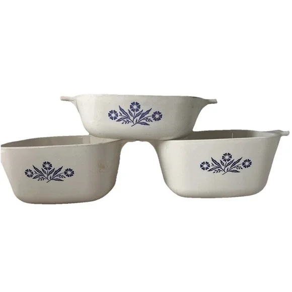 Corning Ware Blue Cornflower 1.75‎ Qt P-1 3/4-B Casserole Set 3