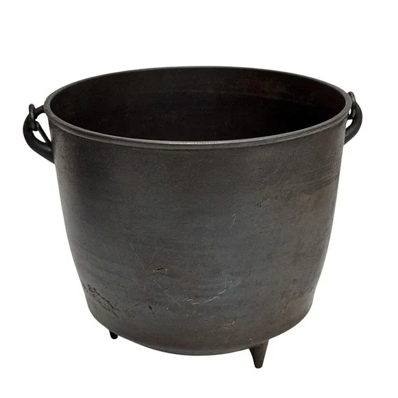 Antique Cast Iron Cauldron Pot 3 Legged Spider Gate Marked Bail Handle Primitive