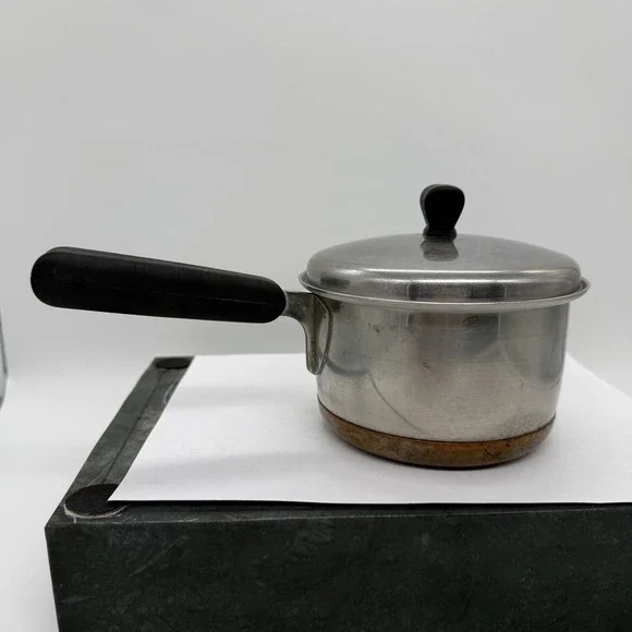 Vintage Norris Ware Stainless Steel Copper Bottom 1 Qt. Saucepan & Lid
