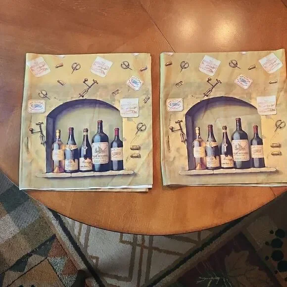 Set of 2 Wine & Cork Kitchen Dining Room Window Valance Curtains- 15