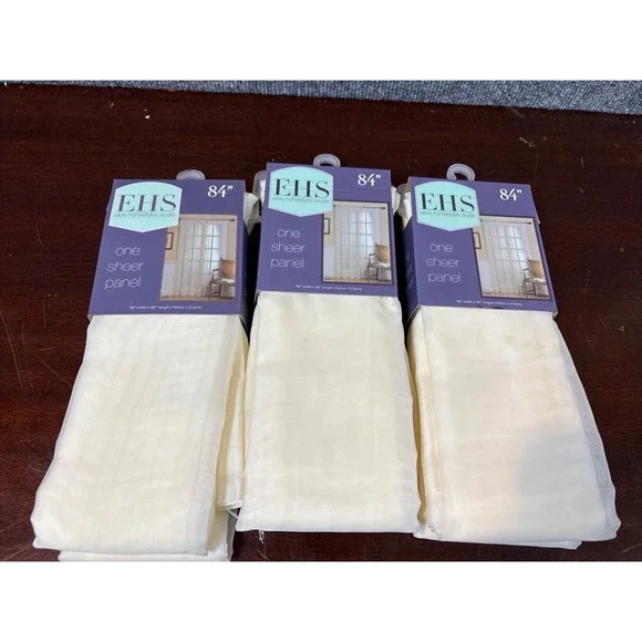 3~Ellery Homestyles Victoria Ivory Sheer Panel Curtain 59