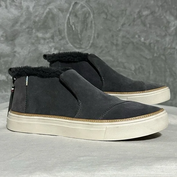 Toms Womens Sz 8 Paxton Suede High Top Slip On Comfort Shoes‎ Iron Gray Gorpcore