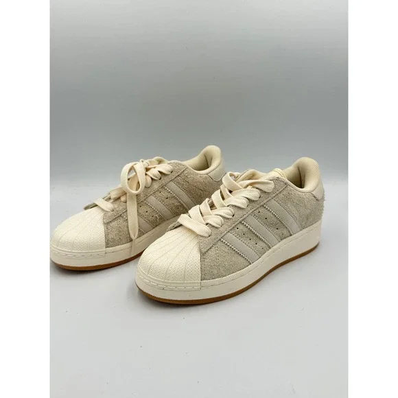 Adidas Superstar XLG W‎ Cream Suede Platform Sneakers Y2K Luxe Sz Women 6 NIB
