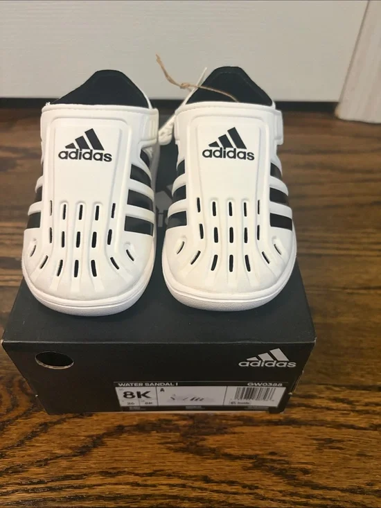 adidas Kids White and Black Water Sandals