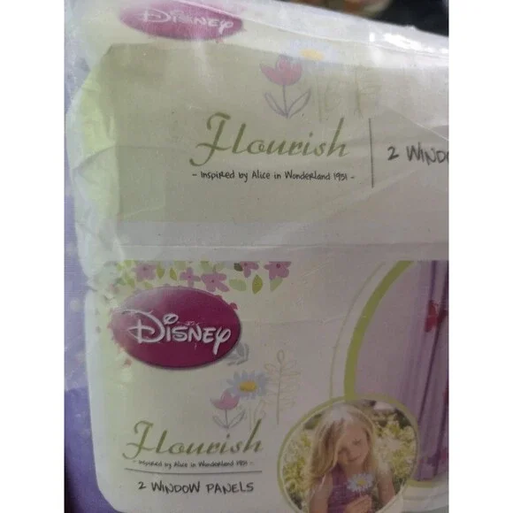Disney ALICE IN WONDERLAND Purple Window Panels 42x84 Rod Pocket Light Filtering