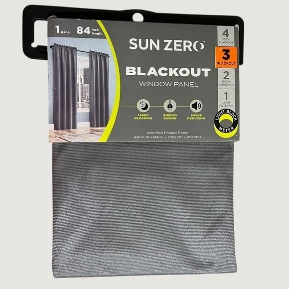 Sun Zero Doucet Thermal Blackout Curtain Panel Gray 40 X 84 Energy Saving NWT