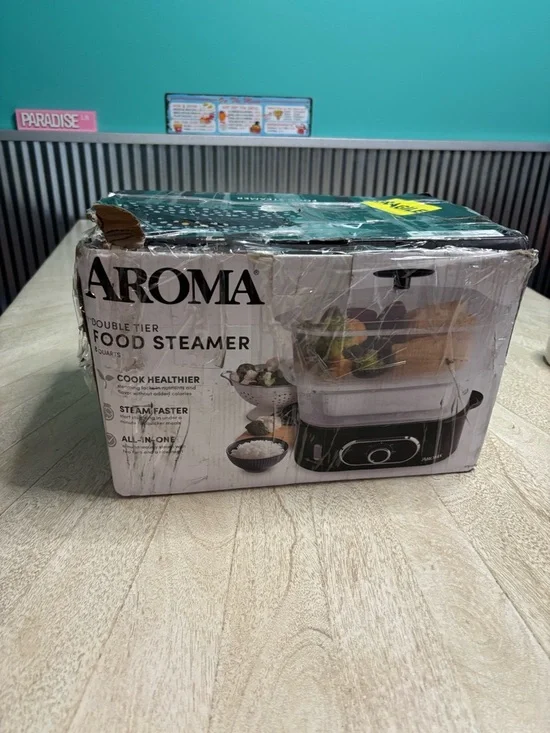 Aroma Double-Tier Food Steamer - Black/Clear