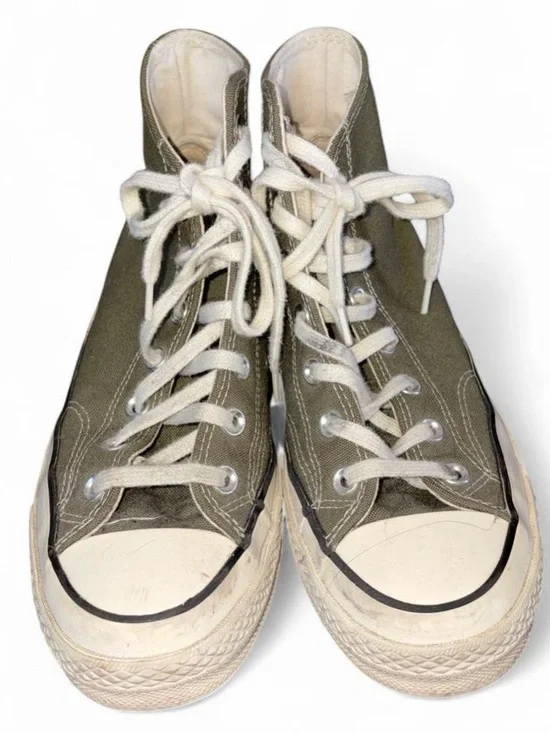 khaki green converse high tops