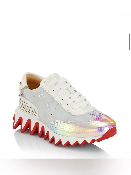 Size 38 Christian Louboutin Loubishark Iridescent Sneakers