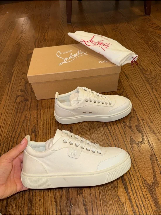 Size 38 Christian Louboutin White Simplerui Platform Sneaker