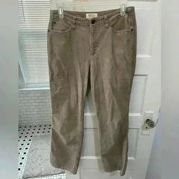 talbots petite tan corduroy, straight leg‎ pants women size 8
