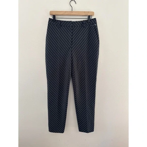 Hugo Boss Marzotto Black Diagonal‎ Pinstripe Stretch Trousers Womens Size 6