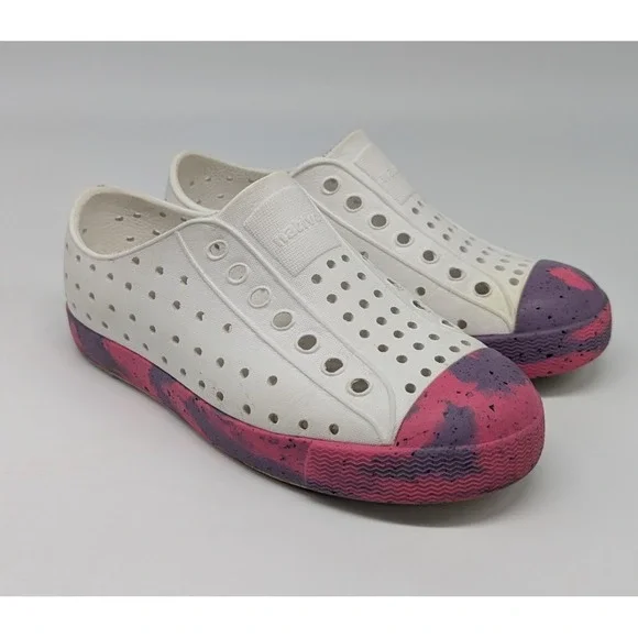 Native Jefferson‎ Marbled Waterproof Sneaker Shoe Unisex Kids Sz C12 Beach Pink