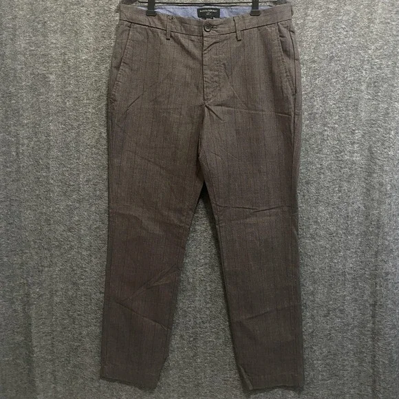 Banana Republic Pants Mens 32x30 Brown Aiden Fit Chino Dress Casual Flat‎ Front