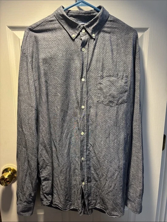 Banana Republic Slim Fit Button-Up in Light Blue with Navy Dots
