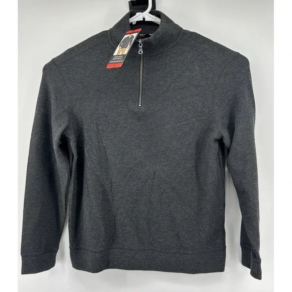 Banana Republic Waffle Quarter Zip Pullover Long Sleeve Black Men's Medium NWT