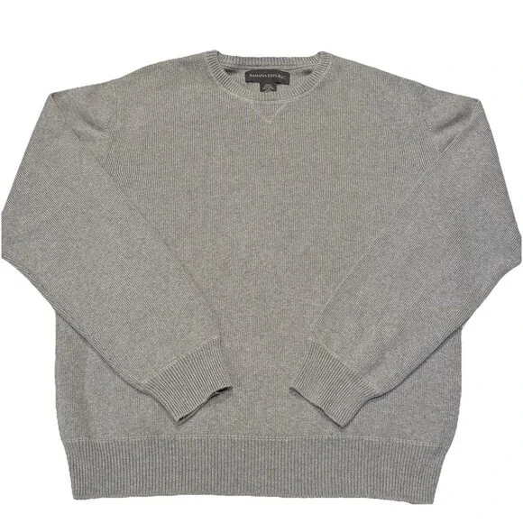Banana Republic Men’s Gray 100% Cotton Knit Crewneck Sweater Size Small