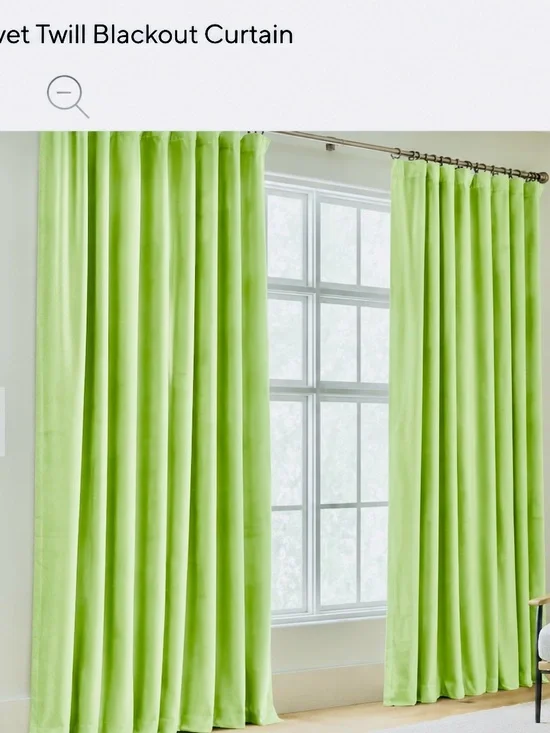 Pottery Barn Teen Velvet Blackout Curtains Set Of 2 52x84  Lime Green Panels