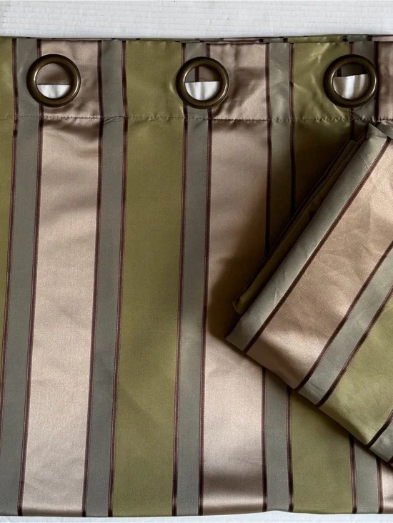 Two Window Curtains Imperial Striped Green Olive Sage World Market 54x84”
