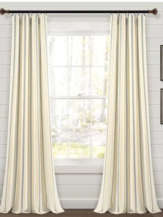 Lush Decor Farmhouse Stripe Yarn Dyed Curtain Pair NEW 42 x 95 in